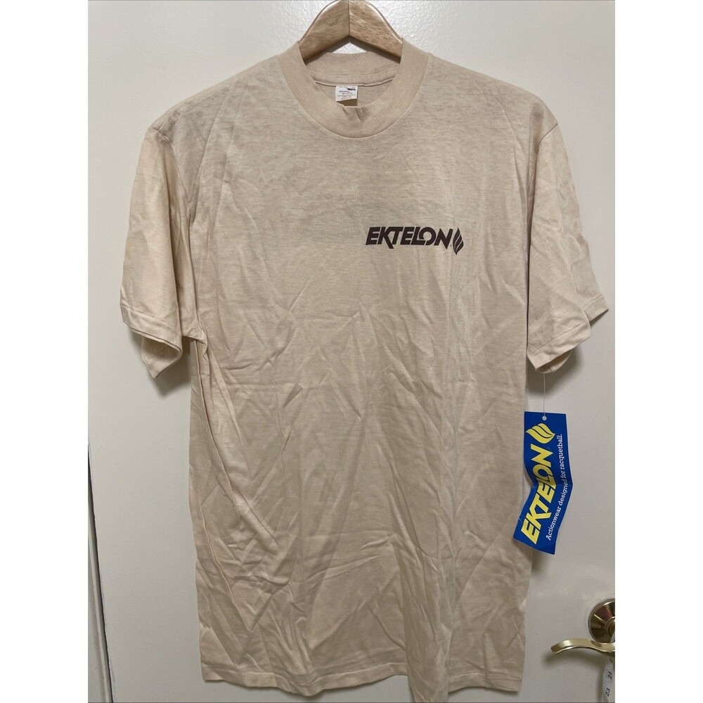 Vintage NEW 80s Ektelon T-Shirt Tan XL Single Stitch Racquetball Thin Jockey